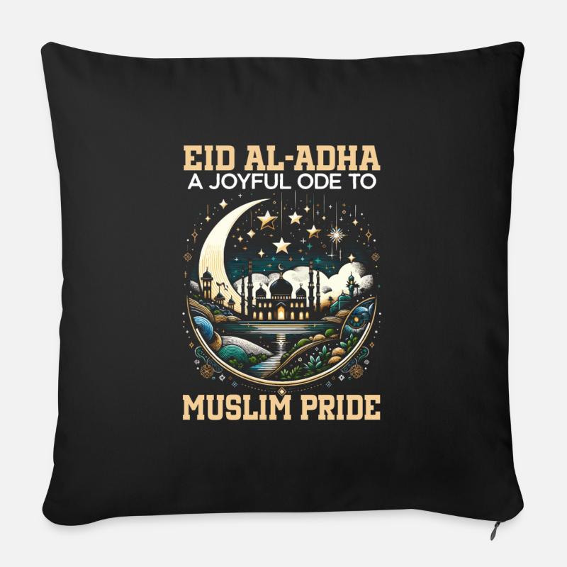 Frohes Eid Al Adha, Islamischer Feiertag, Islam - Sofakissen mit Füllung 45 x 45 cm - Schwarz