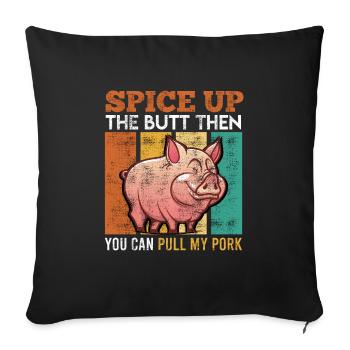 Amateurs de viande PIMENTEZ LES FESSES Barbecue - Coussin et housse de 45 x 45 cm - noir - Devant