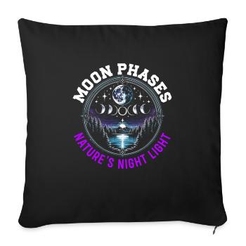 Phases de la Lune Symbole Astronomie Astrologie Pleine Lune - Coussin et housse de 45 x 45 cm - noir - Devant