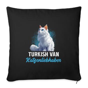 TURKISH VAN KATZENLIEBHABER Turkish Van - Sofakissen mit Füllung 45 x 45 cm - Schwarz - Vorne