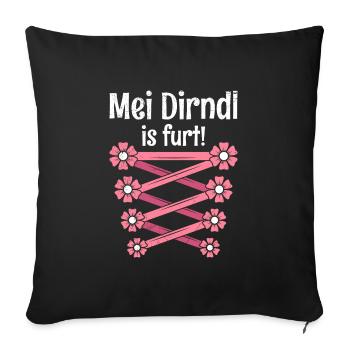 Mein Dirndl is furt Ersatzdirndl Trachten - Coussin et housse de 45 x 45 cm - noir - Devant
