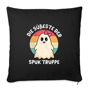 Halloween Mädchen DIE SÜßESTE DER SPUK TRUPPE - Sofakissen mit Füllung 45 x 45 cm - Schwarz - Vorne
