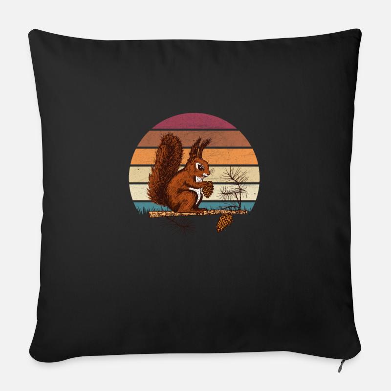 Eichhörnchen Design - Sofakissen mit Füllung 45 x 45 cm - Schwarz