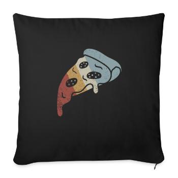 Pizza Stück Retro Style Vintage - Sofakissen mit Füllung 45 x 45 cm - Schwarz - Vorne