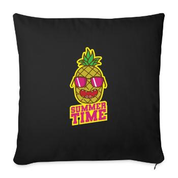 Heure d’été Ananas Fruits tropicaux sucrés - Coussin et housse de 45 x 45 cm - noir - Devant