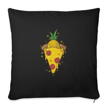 Pizza à l’ananas Hawaï au fromage - Coussin et housse de 45 x 45 cm - noir - Devant