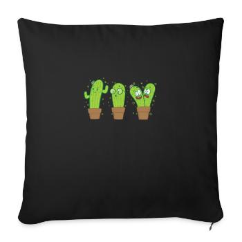funny cacti - Sofa pillow with filling 45cm x 45cm - black - Front