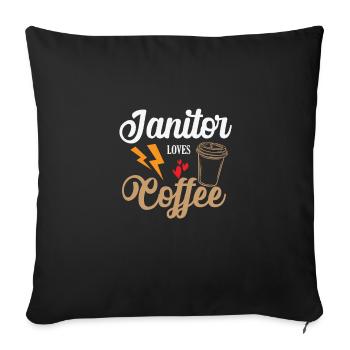 Janitor loves Coffee Hausmeister - Sofakissen mit Füllung 45 x 45 cm - Schwarz - Vorne