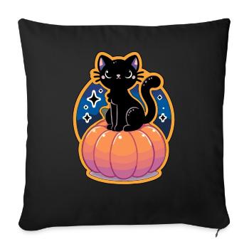 The Cat and the Pumpkin - Sofa pillow with filling 45cm x 45cm - black - Front