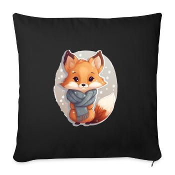 Fuchs im Winter - Sofakissen mit Füllung 45 x 45 cm - Schwarz - Vorne