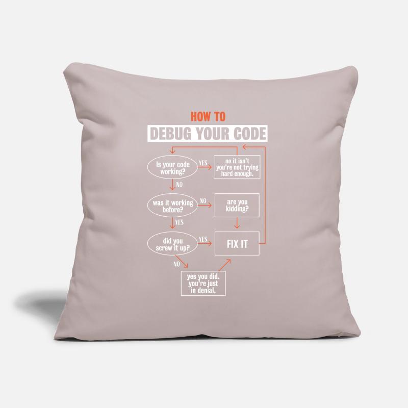 "Comment déboguer votre code" Funny Programmer Coding Coussin et housse de 45 x 45 cm
