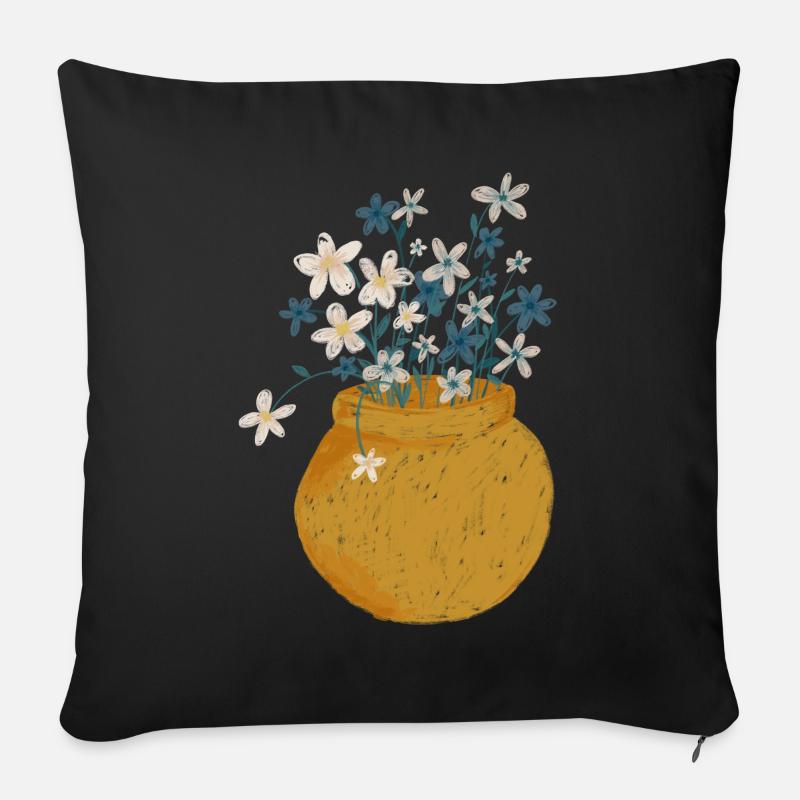 Blume - Sofakissen mit Füllung 45 x 45 cm - Schwarz