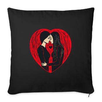 Embrace of Hearts - Sofa pillow with filling 45cm x 45cm - black - Front