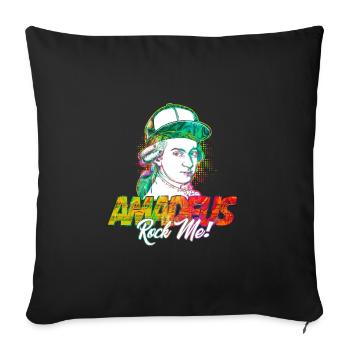 Amadeus Rock Me | Wolfgang Amadeus Mozart Classique - Coussin et housse de 45 x 45 cm - noir - Devant