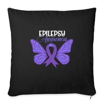 Epilepsy Awareness Purple Ribbon - Sofa pillow with filling 45cm x 45cm - black - Front
