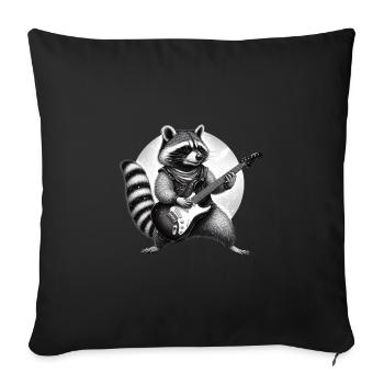 Waschbär mit E-Gitarre - Sofakissen mit Füllung 45 x 45 cm - Schwarz - Vorne