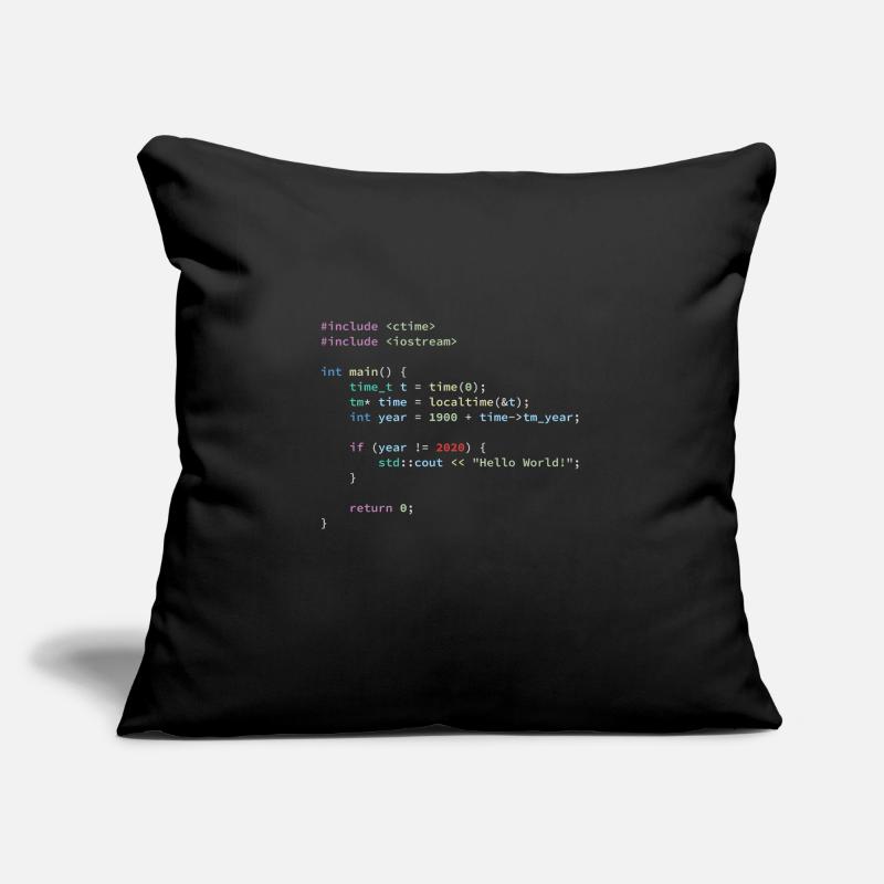 Hello World 2020 in C ++ Programming Language, Code Sofa pillow with filling 45cm x 45cm