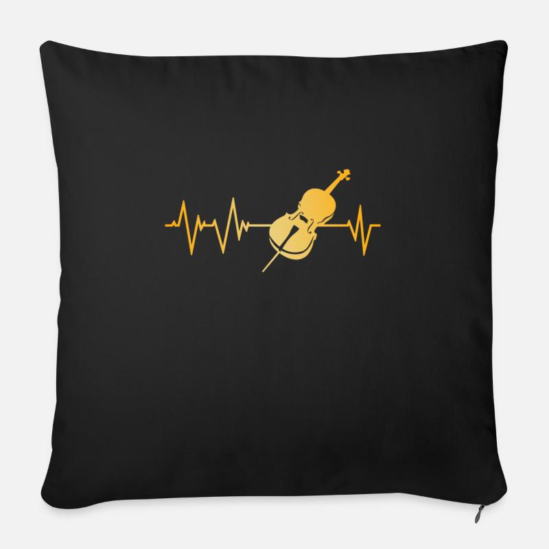 Cello Herzschlag - Sofakissen mit Füllung 45 x 45 cm - Schwarz