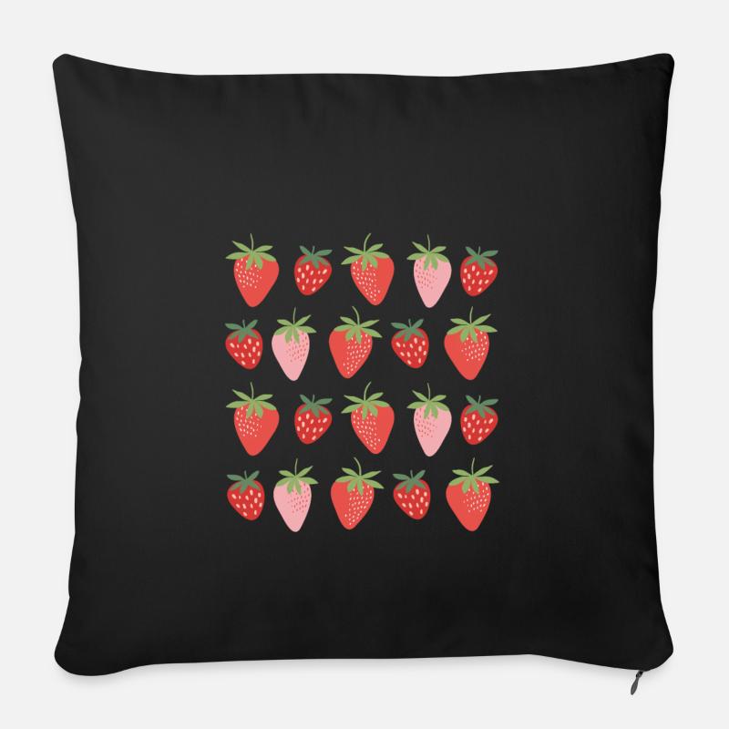 Erdbeeren - Sofakissen mit Füllung 45 x 45 cm - Schwarz