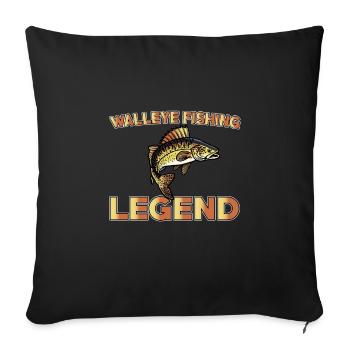 Große Walleye-fischerei-legende - Sofakissen mit Füllung 45 x 45 cm - Schwarz - Vorne