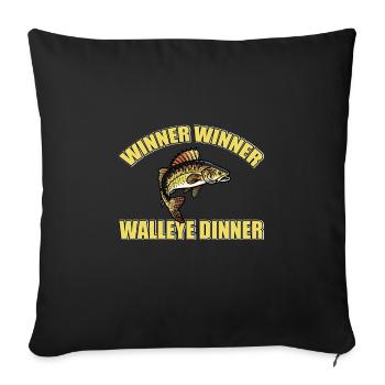 Funny Zander Fishing Shirt - Sofa pillow with filling 45cm x 45cm - black - Front