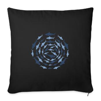 Groupe de requins - Coussin et housse de 45 x 45 cm - noir - Devant