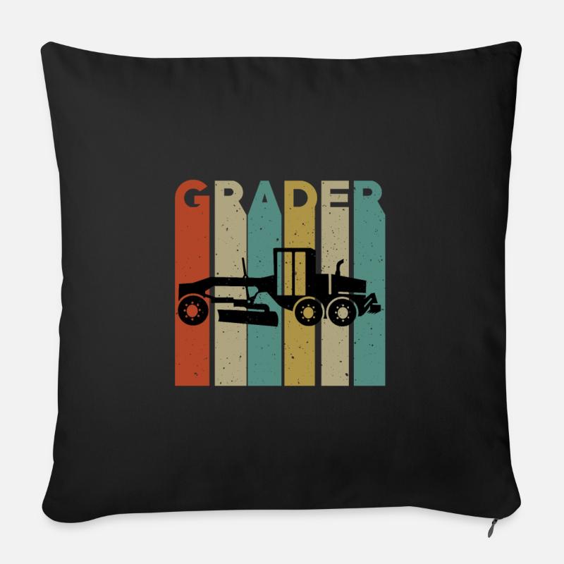 Conception rétro de niveleuse - Coussin et housse de 45 x 45 cm - noir