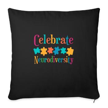 Celebrate neurodiversity - Sofa pillow with filling 45cm x 45cm - black - Front