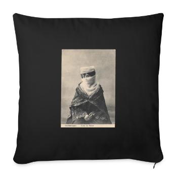 Dame de harem Empire ottoman sur carte postale anc - Coussin et housse de 45 x 45 cm - noir - Devant