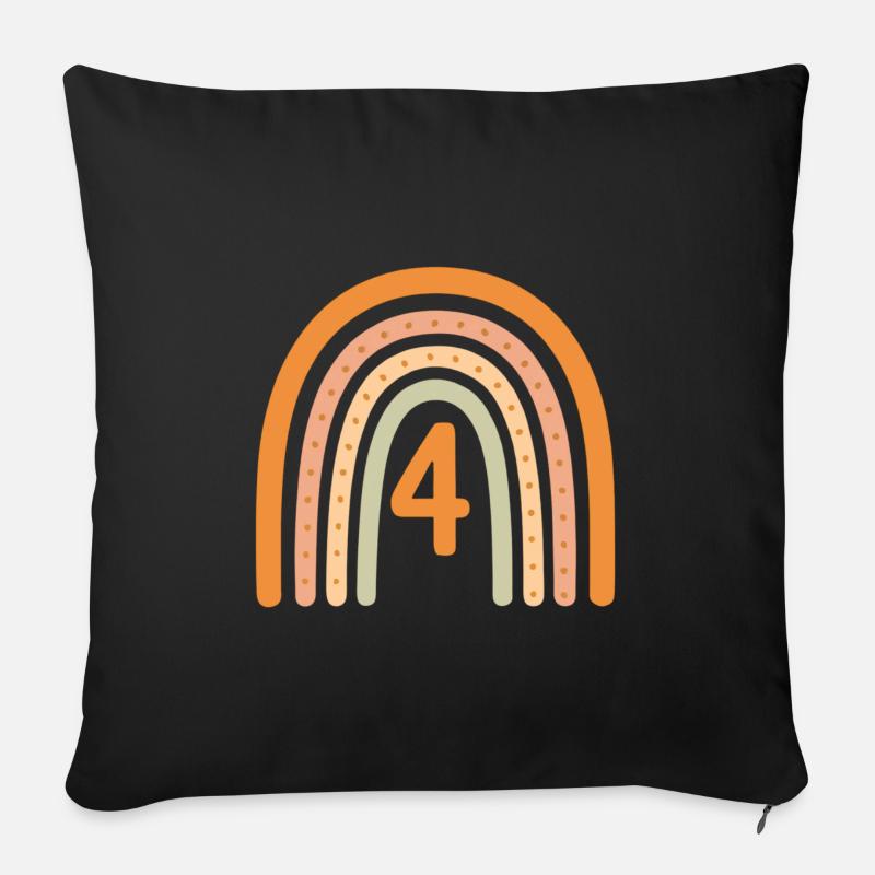 4. Vierter Geburtstag Regenbogen - Sofakissen mit Füllung 45 x 45 cm - Schwarz