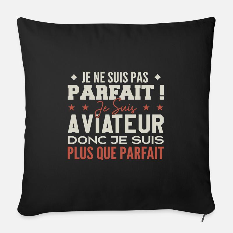 Un Aviateur, le Métier de Rêve Mis à l’Honneur - Coussin et housse de 45 x 45 cm - noir