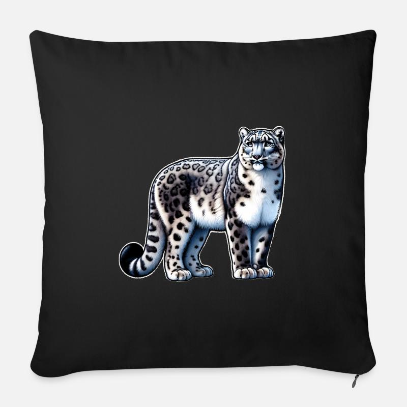 Schneeleopard Leopard Weißer Leopard - Sofakissen mit Füllung 45 x 45 cm - Schwarz