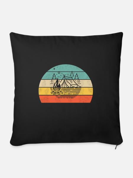 Camping Abenteuer Design - Sofakissen mit Füllung 45 x 45 cm - Schwarz