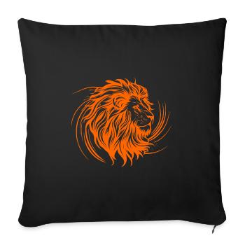 Tête de lion - Coussin et housse de 45 x 45 cm - noir - Devant
