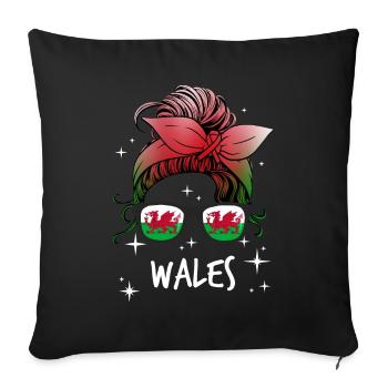 Wales - Sofa pillow with filling 45cm x 45cm - black - Front