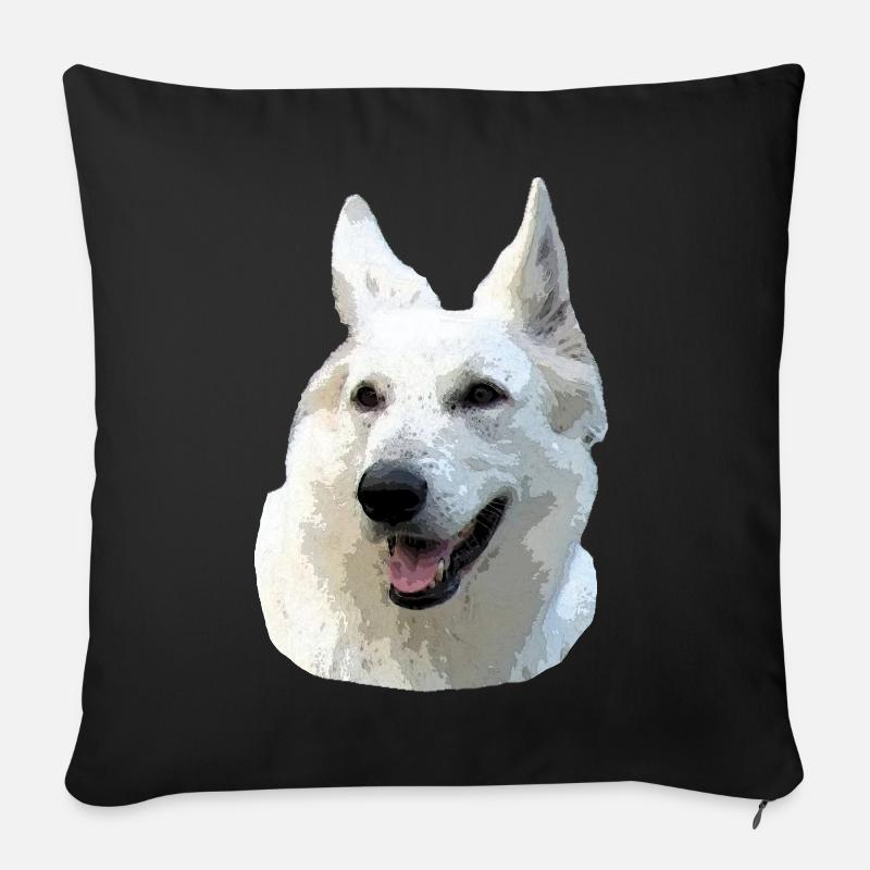 Weißer Schäferhund - Sofakissen mit Füllung 45 x 45 cm - Schwarz