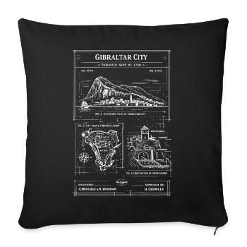 Plan directeur de la ville de Gibraltar - Coussin et housse de 45 x 45 cm - noir - Devant