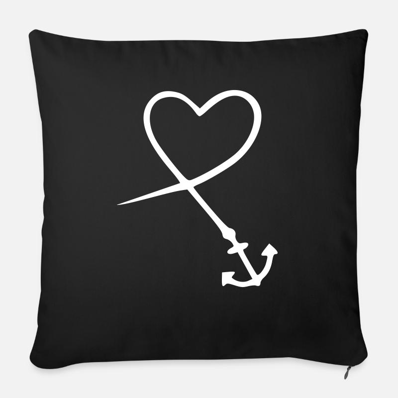 herz anker - Sofakissen mit Füllung 45 x 45 cm - Schwarz