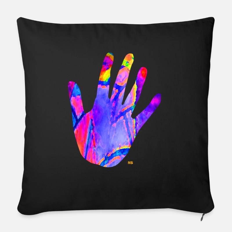 Bunte Neon Hand - Sofakissen mit Füllung 45 x 45 cm - Schwarz