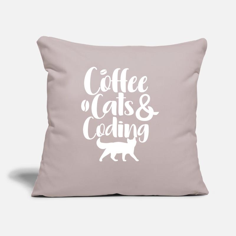 Les chats de café et le codage Coussin et housse de 45 x 45 cm