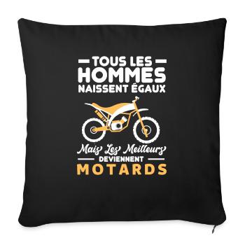 Humour motards - Coussin et housse de 45 x 45 cm - noir - Devant
