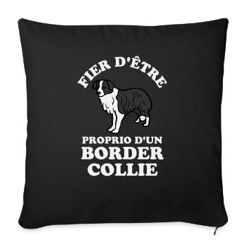 Chien de race border collie 2 - Coussin et housse de 45 x 45 cm - noir - Devant