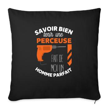 Perceuse menuisier - Coussin et housse de 45 x 45 cm - noir - Devant
