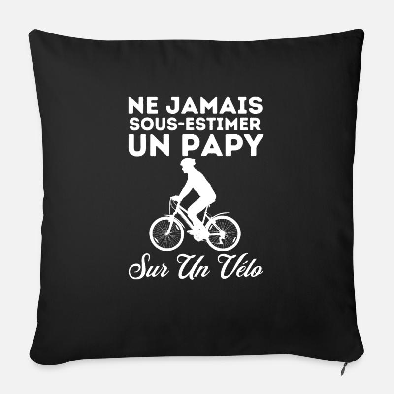 Un papy sur un vélo - Coussin et housse de 45 x 45 cm - noir