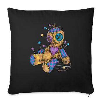 Coole Voodoo Puppe mit Nadeln Goth Gothic Zauber - Sofakissen mit Füllung 45 x 45 cm - Schwarz - Vorne
