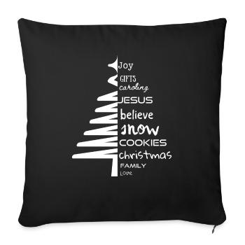 Word christmas tree - classic white - Sofa pillow with filling 45cm x 45cm - black - Front