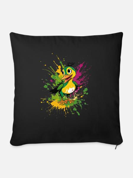 Fröhlichen Entlein - Sofakissen mit Füllung 45 x 45 cm - Schwarz