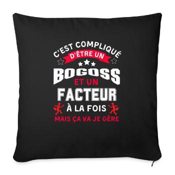 Beau gosse et facteur courtier - Coussin et housse de 45 x 45 cm - noir - Devant