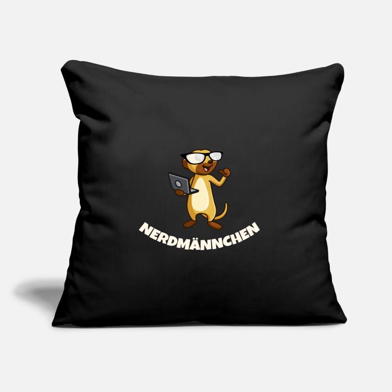 Nerd Erdmännchen mit Brille und Notebook Geschenk Sofakissen mit Füllung 45 x 45 cm