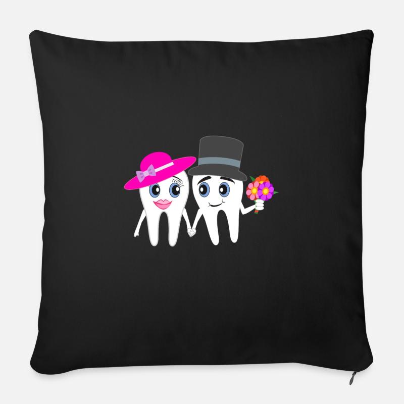 Cadeau drôle de conception de mariage de dentiste - Coussin et housse de 45 x 45 cm - noir